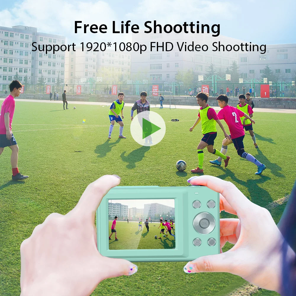 Andoer Portable 1080P Digital Video 44MP Auto Focus 2.5 IPS Screen 16X Digital Zoom -shake Face Detect Smile Capture with 32GB Memory 2pcs Batteries Christmas Gift for Teens