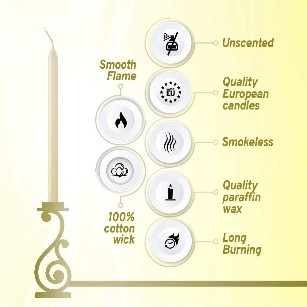 Bolsius Dripless Taper Ivory Unscented Bulk Candles for Wedding, Restaurant, Church, Christmas Home Decoration - 10 Inch Tall Tapered Candle - Pack of 60