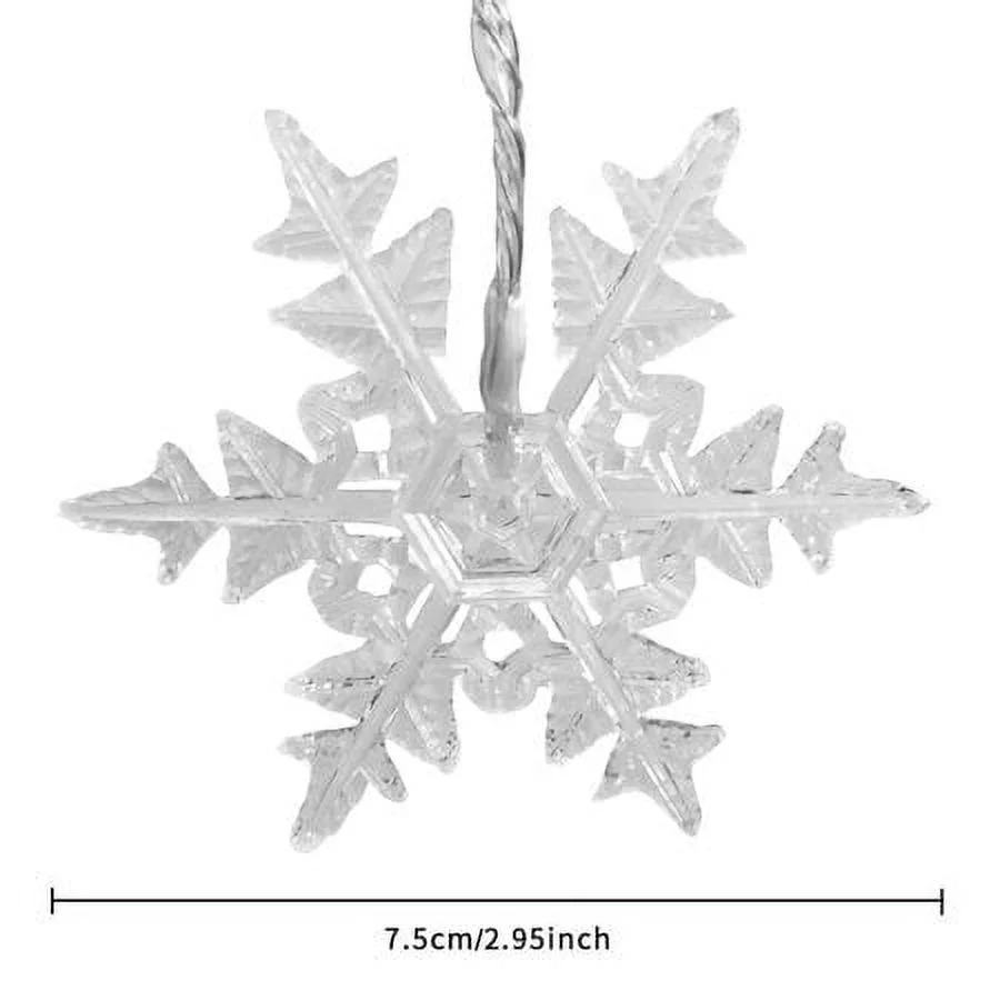 Outdoor Christmas Lights Snowflake LED Curtain String Lights Waterproof Holiday Party Connectable Wave Fairy Lights