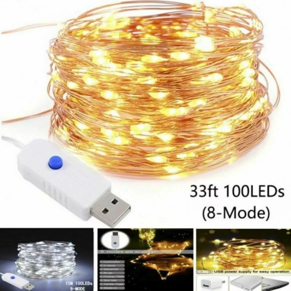 Sinhoon USB Plug in Fairy Lights with Remote Control Timer, 8 Modes 6.6-65.6ft 20-200 LED USB String Lights with Adapter, LED Twinkle Lights for Christmas Bedroom Indoor Decoration