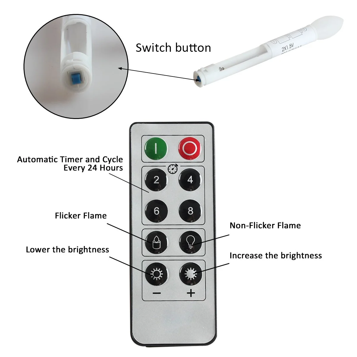 2Pack Window Candles Lights with Timer Remote Candles LED Candle Lights Christmas Decorations Flameless Taper Candles