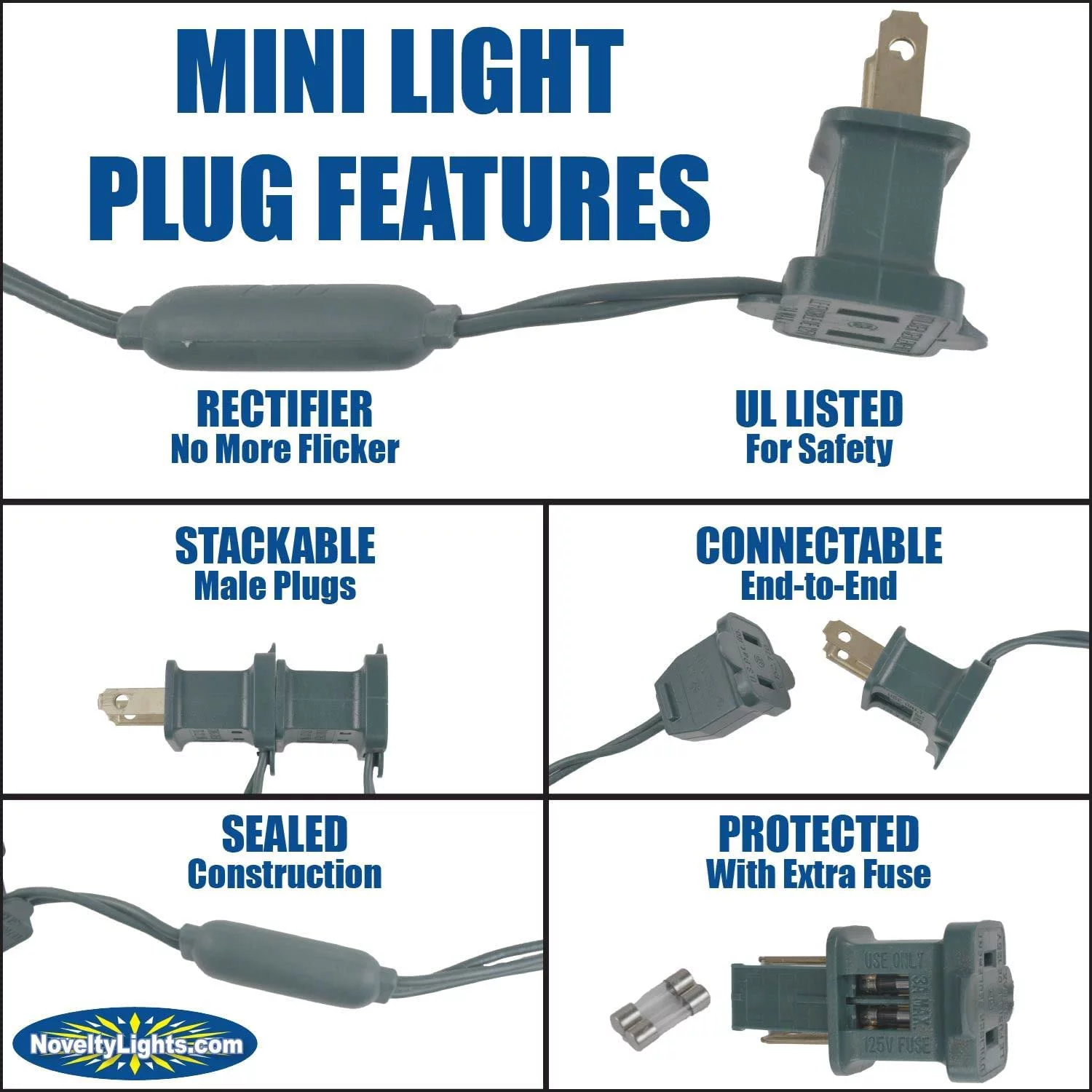 Novelty Lights 50 Light LED Christmas Mini Light Set, Outdoor Lighting Party Patio String Lights, Yellow, Green Wire, 25 Feet