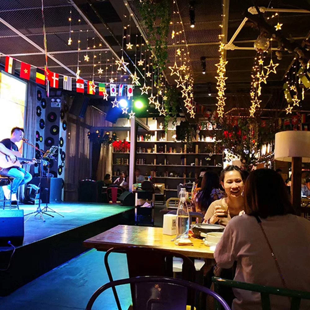 Fairy Curtain String Lights, 12 Stars 138 LED Window Curtain Lights with 8 Flashing Modes Decoration for Christmas, Wedding, Party, Home