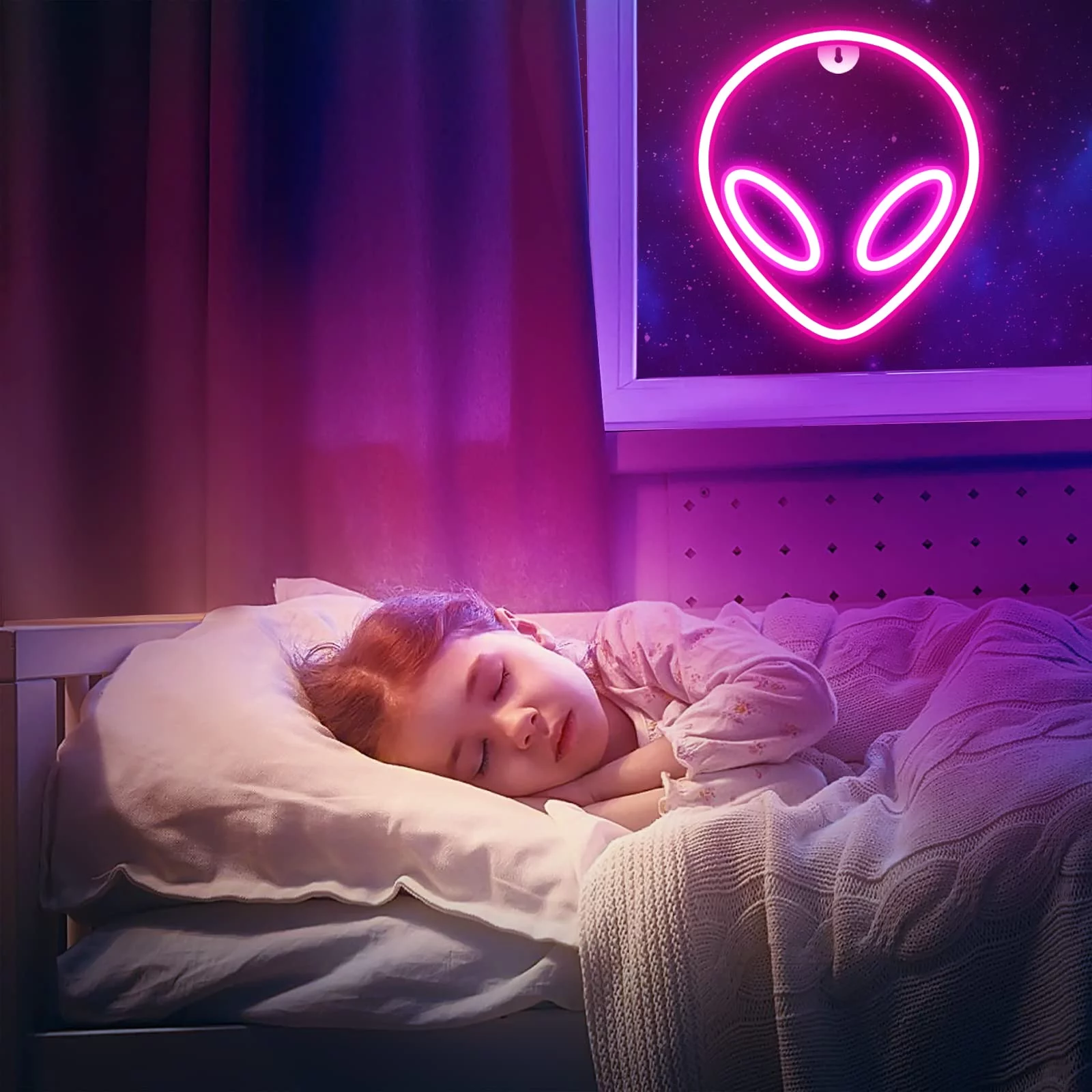FOAUUH Alien Neon Signs for Bedroom Wall Decor Battery and USB Powered Pink Alien Neon Sign Light up for Home Kids Room Children‘s Day Bar Festival Birthday Christmas Halloween Party