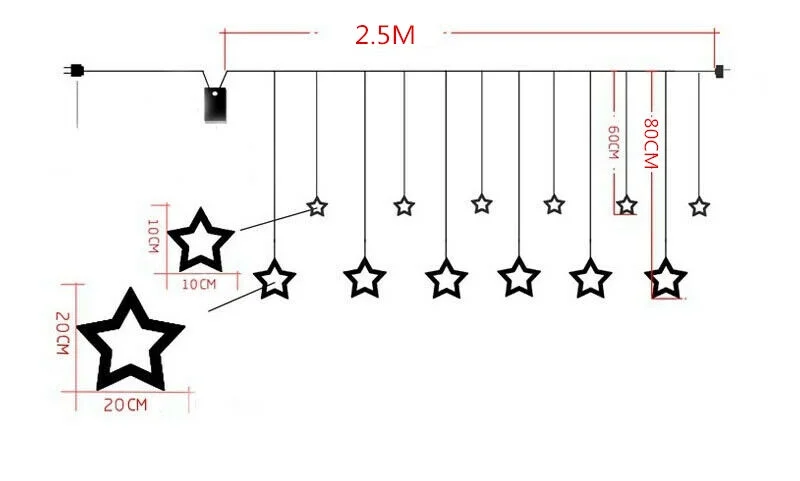 ZOELNIC Twinkle Star 12 Stars 138 LED Curtain String Lights, Window Curtain Lights with 8 Flashing Modes Ramadan Decoration for Christmas, Wedding, Party, Home, White