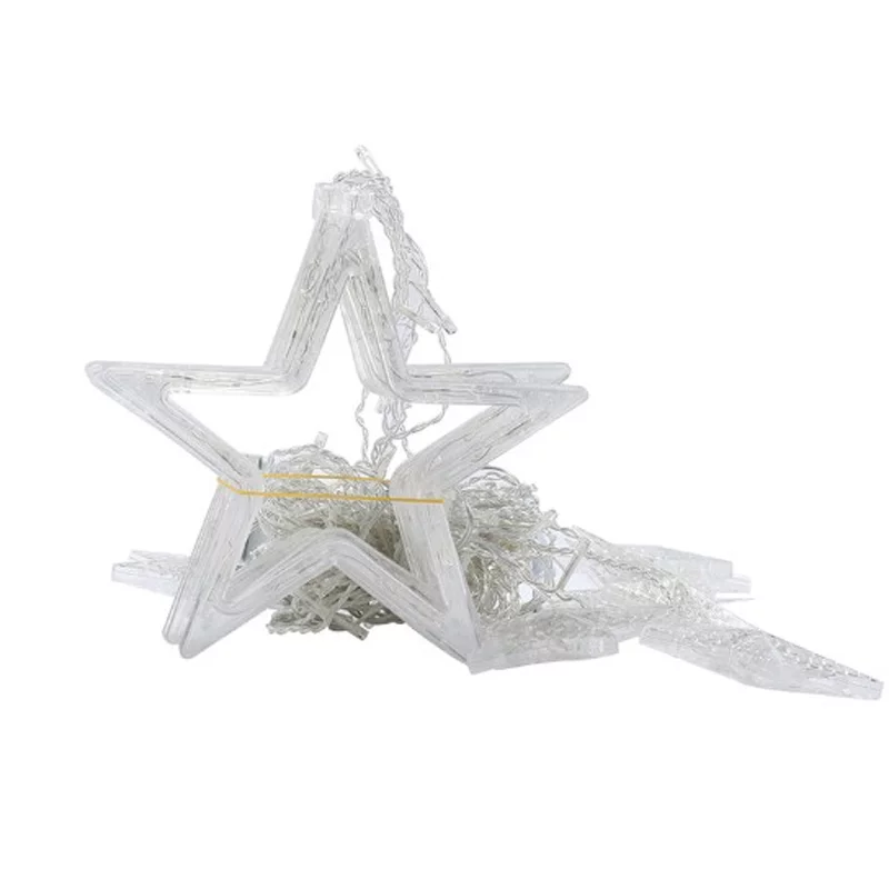 ZOELNIC Twinkle Star 12 Stars 138 LED Curtain String Lights, Window Curtain Lights with 8 Flashing Modes Ramadan Decoration for Christmas, Wedding, Party, Home, White