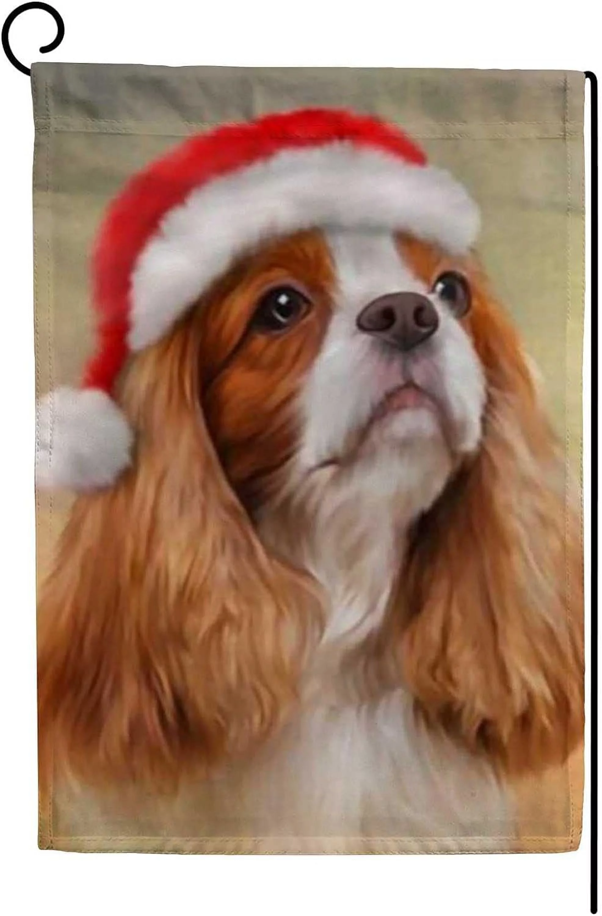 Hidove Christmas Cavalier King Charles Spaniel Double Side Print Garden House Sports Flag 28x40 in Polyester Decorative Flag Banner for Outside House Flowerpot