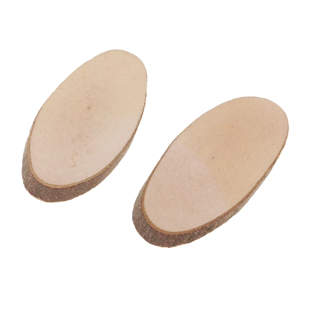 10 Pcs Natural Wood Slices Length  3.35 - 3.54Inch Unfinished Oval Shaped Wood Slice for Sign Decorations Painting DIY Crafts Christmas Wedding Ornaments