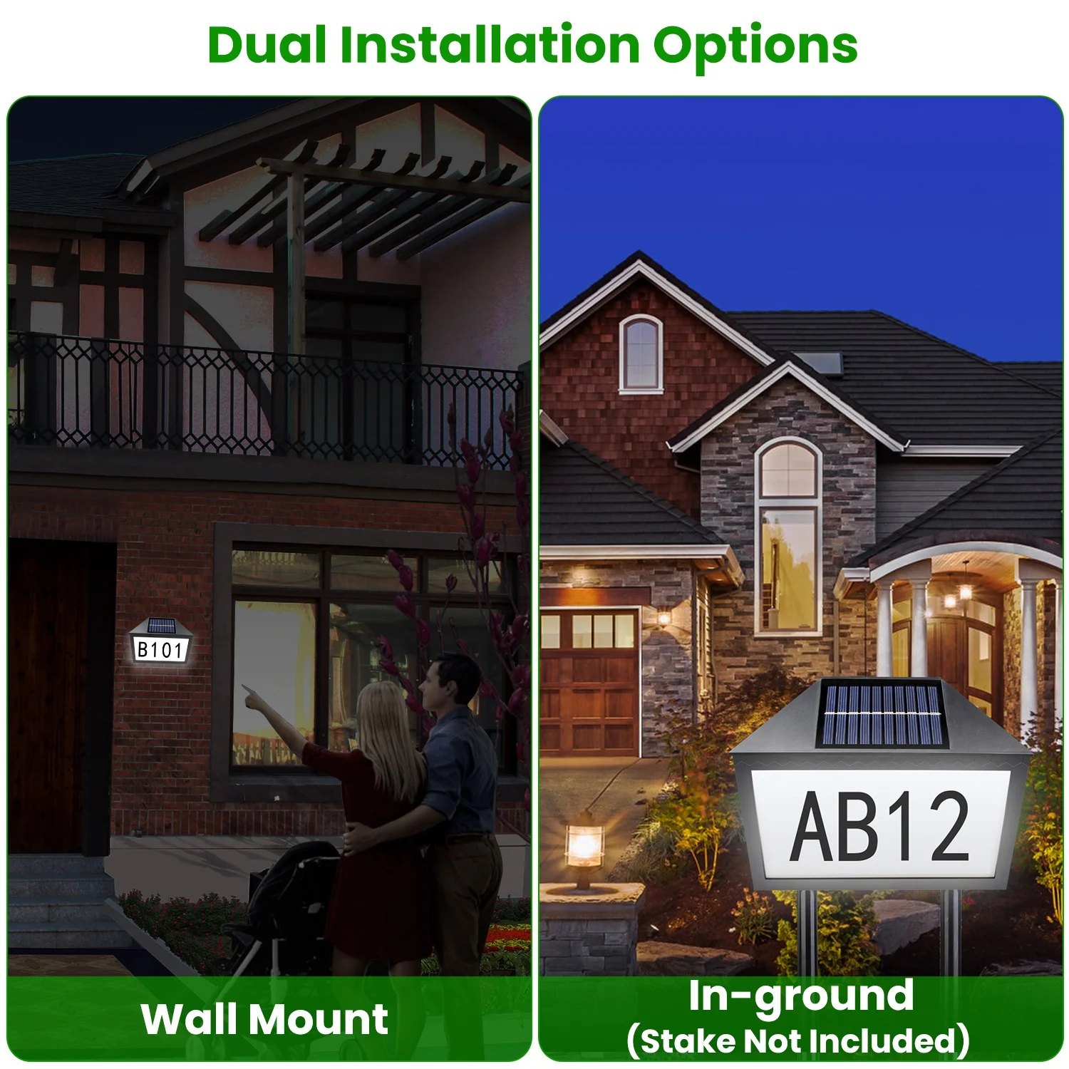 Solar House Numbers for Outside iMounTEK Christmas Solar Address Sign IP55 Waterproof 9 Lighting Modes Remote Control Wall Mounted for Houses Garden Street Yard