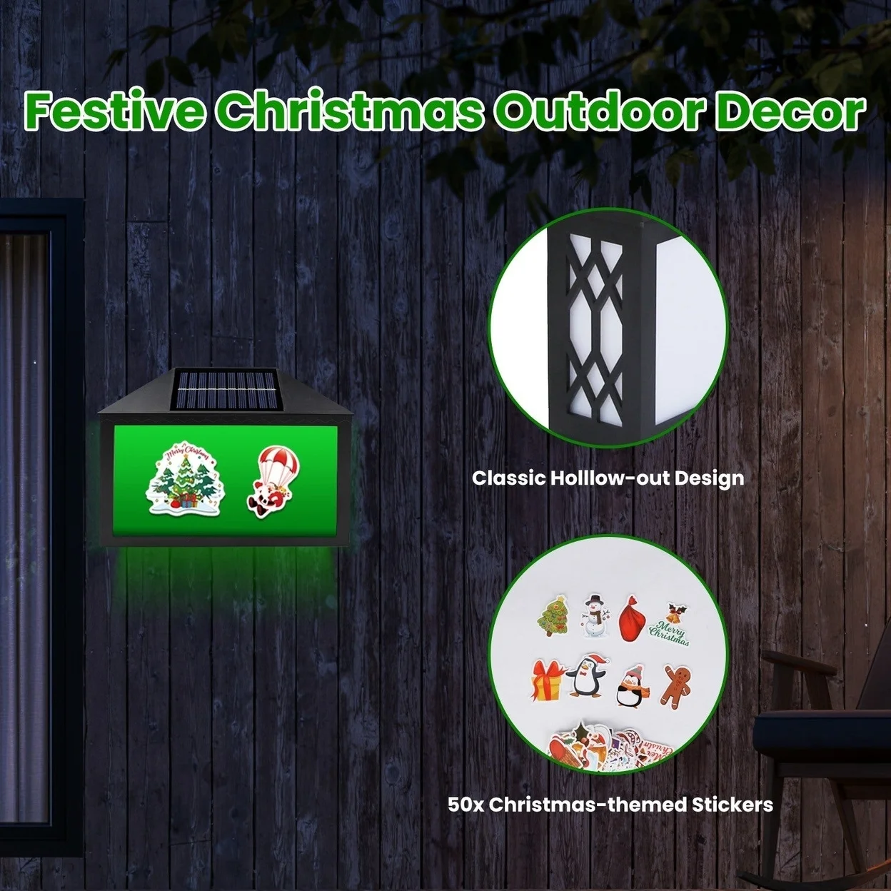 Christmas Solar Address Sign IP55 Waterproof Colorful House Numbers Plaque Wall Mounted LED Address Sign with 9 Lighting