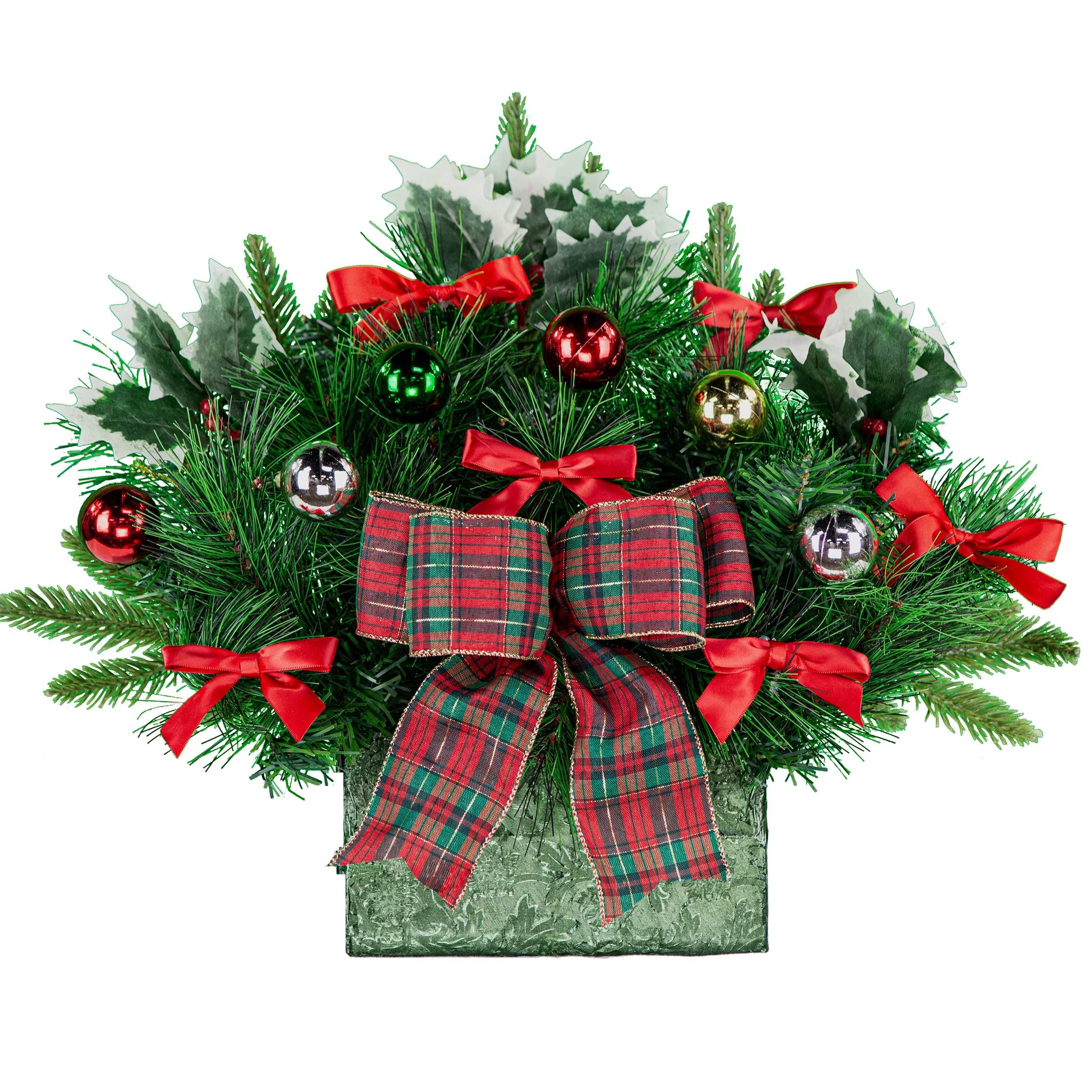 Sympathy Silks Artificial Flowers Cemetery Christmas Tree Brick Outdoor Grave Decorations for Monument