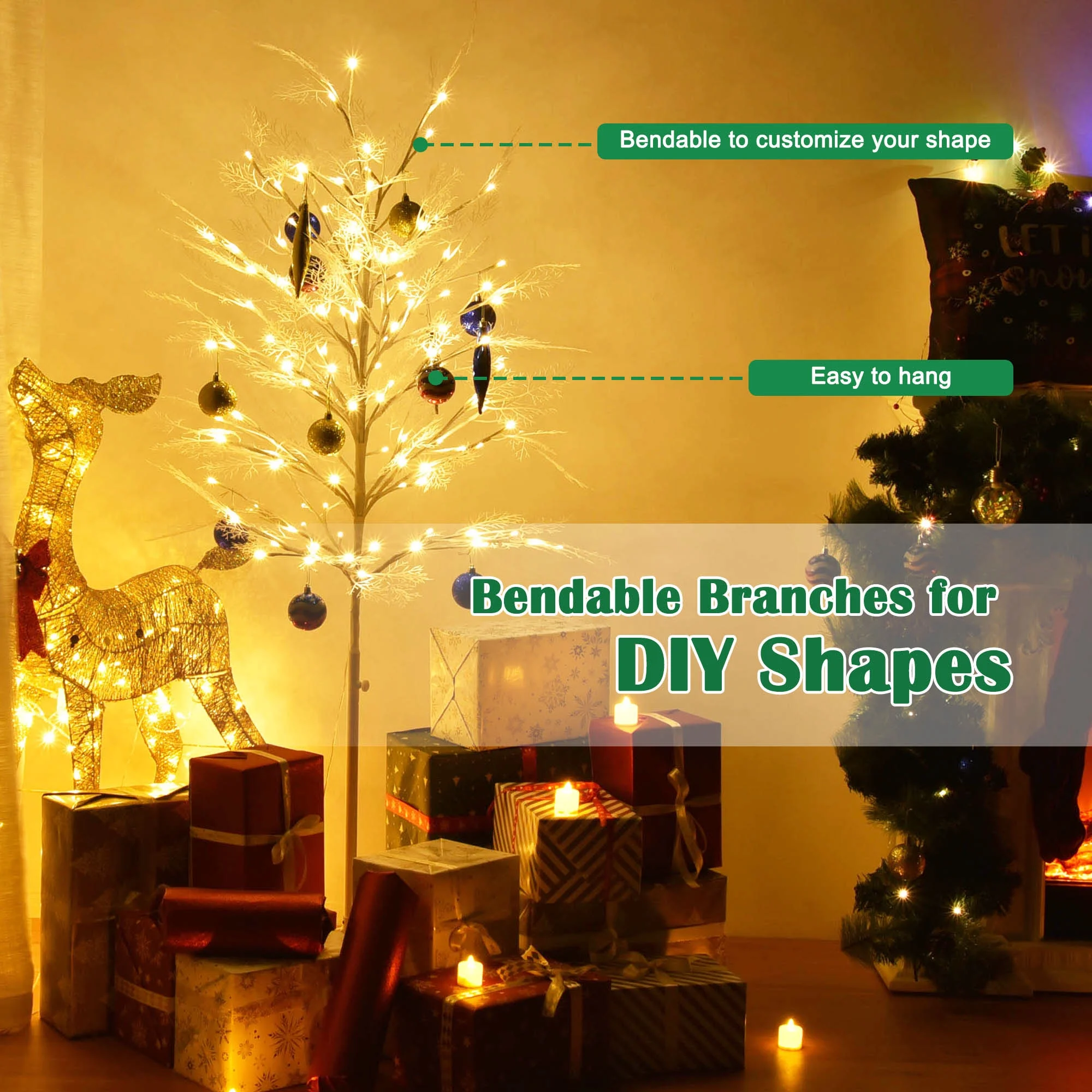 Yescom 5 Ft Dimmable Cypress Tree Light 120 LED Remote Home Outdoor Indoor Christmas Decor