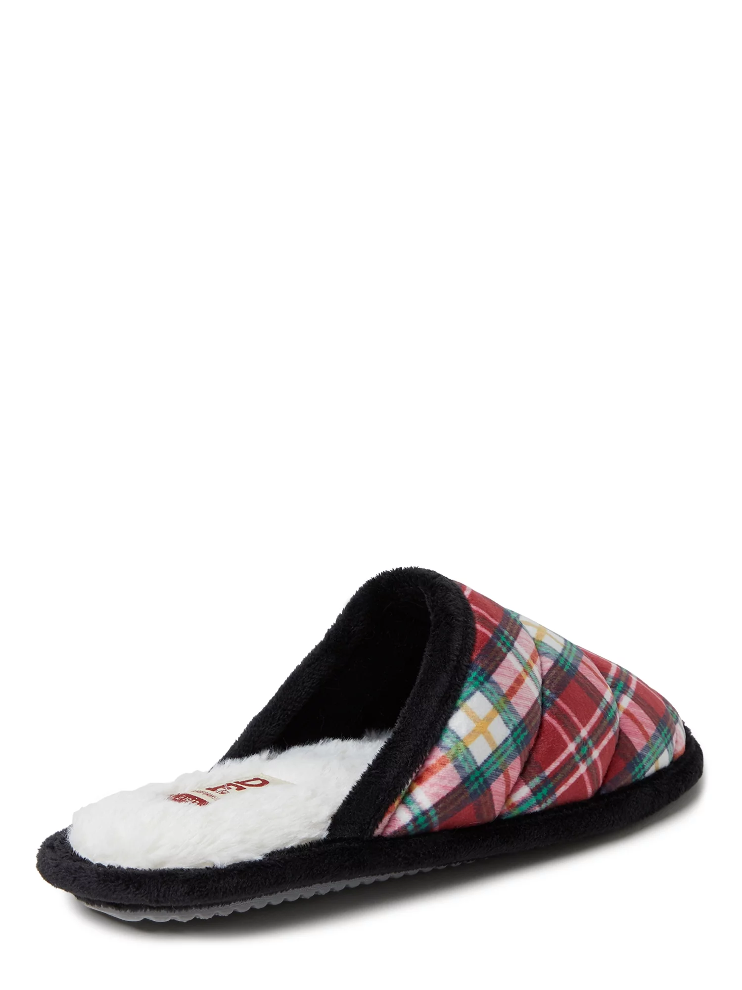 DF by Dearfoams Women's Christmas Plaid Scuff Slippers