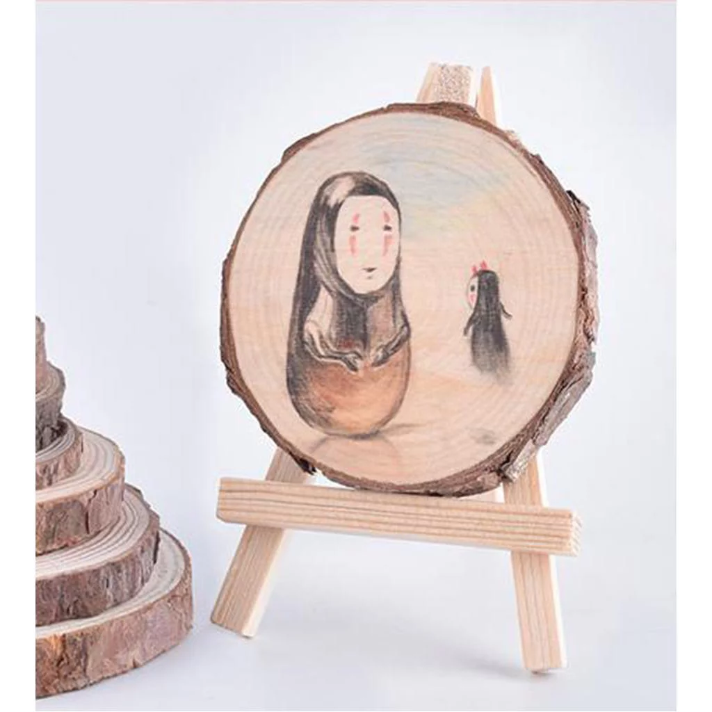 5PCS Wood Slices Unfinshed Round Wood Slabs, Large Rustic Wood Pieces with Tree for Wedding Centerpiece Christmas Rustic Ornaments