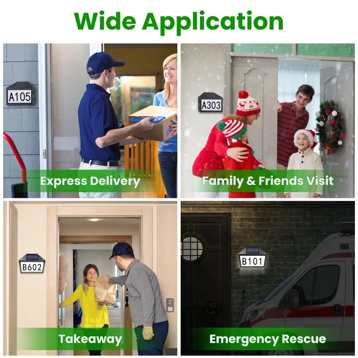 Christmas Solar Address Sign IP55 Waterproof Colorful House Numbers Plaque Wall Mounted LED Address Sign with 9 Lighting