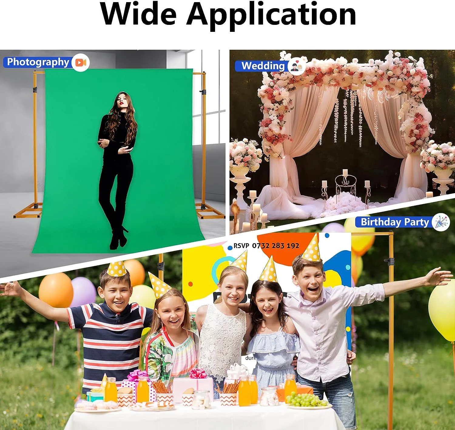 ShowMaven 10x10 FT Backdrop Stand, Heavy Duty Pipe and Drape Stand, Adjustable Gold Backdrop Stand for Wedding, Birthday Party, Photography, Photo Video Studio, Christmas Decoration