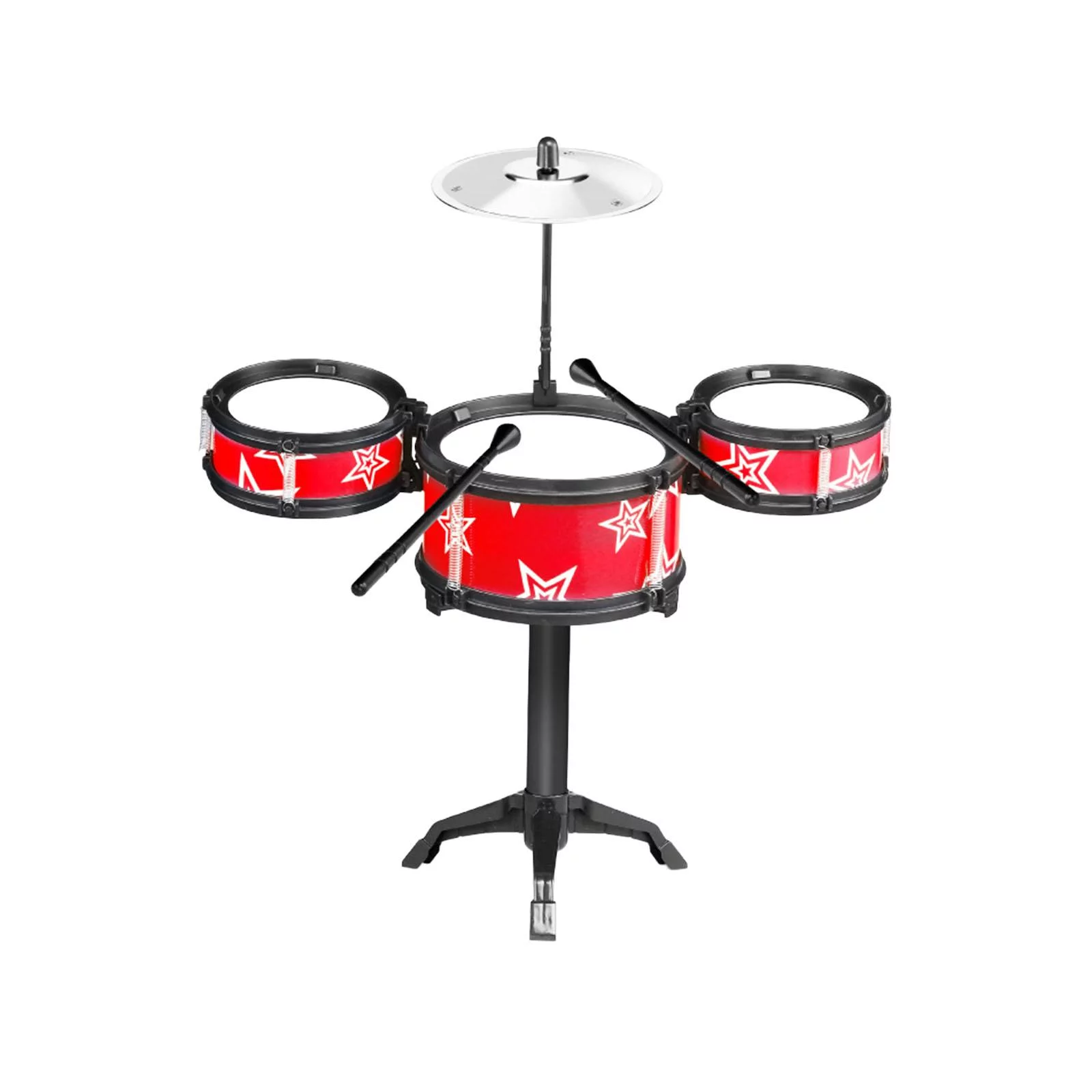Beginners Kids Drum Set Toddlers Educational Drum Set for Birthday Christmas 3 drum pads red