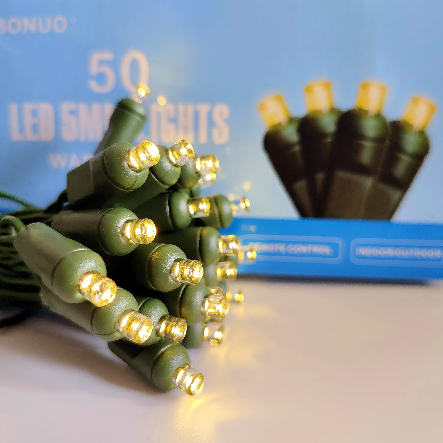 50 Bulbs Wide Angle 5mm LED Christmas Lights Battery Operated String Light for Outdoor Christmas Holiday Decor, Warm White