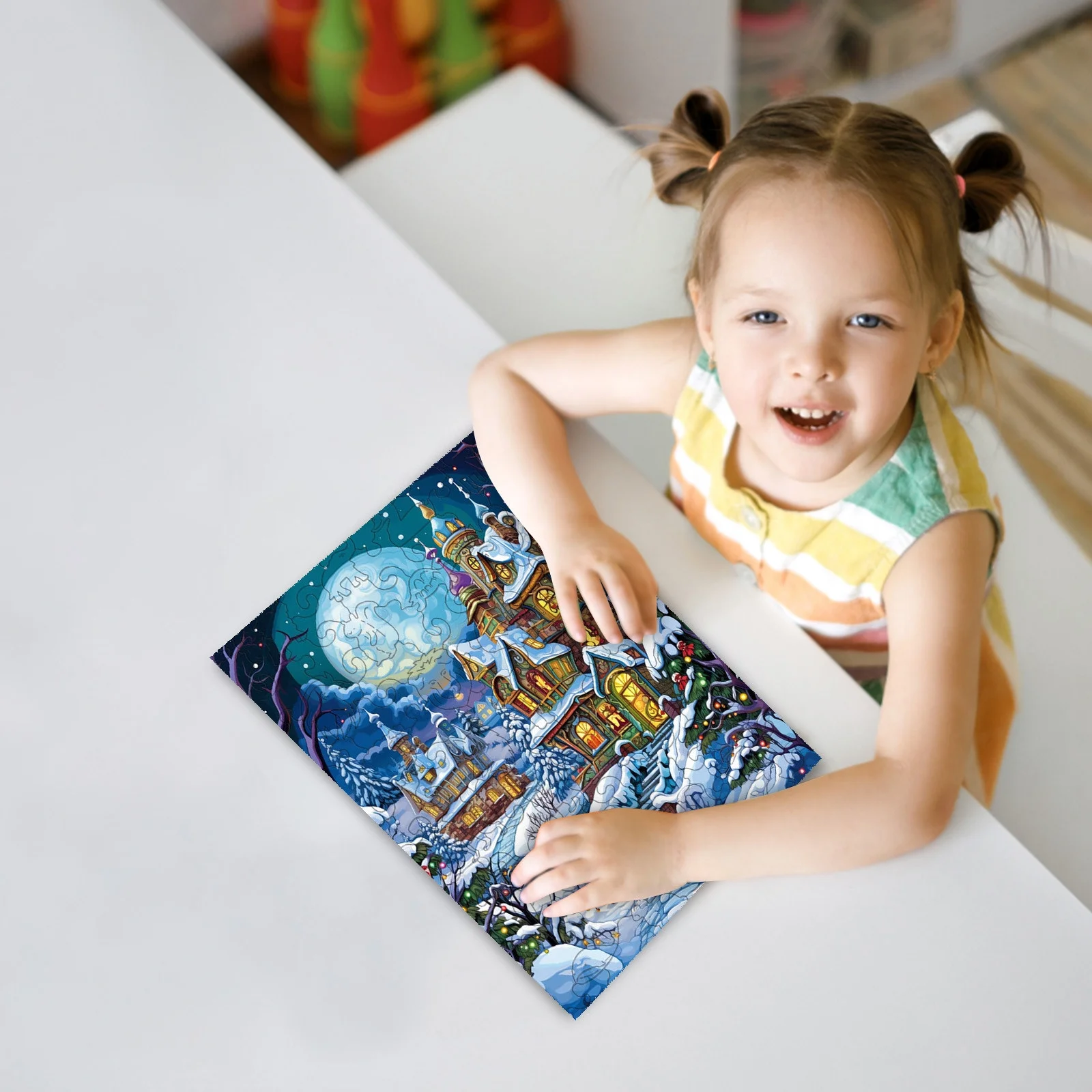 BOLUOYI Toys for Kids Ages 3-5 4Th of July Party Christmas Tree Wooden Puzzle Wooden Puzzle Toy for Kids Christmas Atmosphere DecorationChristmas Party Game