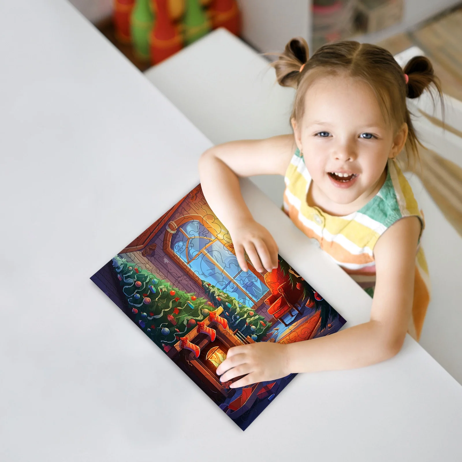 BOLUOYI Toys for Age 2-3 4Th of July Party Christmas Tree Wooden Puzzle Educational Wooden Puzzle Toy for Kids Christmas Atmosphere DecorationChristmas Party Game