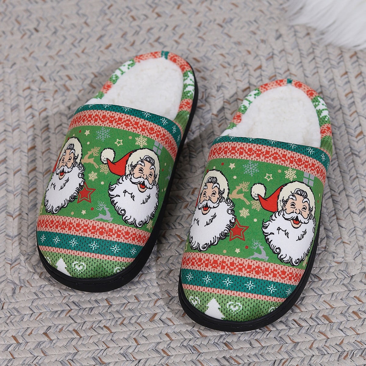 Couples Winter Christmas Home Warm Non Slip Cotton Drag Men And Women Fashion Thick Bottom Indoor Christmas Grandpa Slippers Womens S Slippers Slide on Slippers for Women Slippers Women Size 8 Leopard