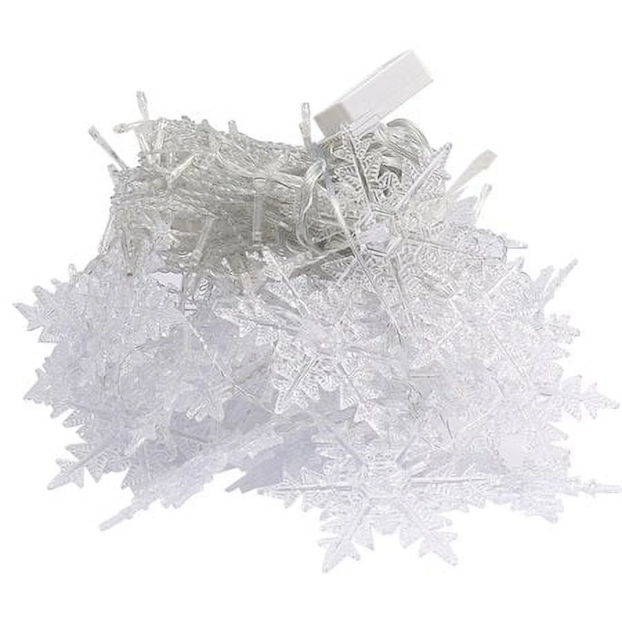 ZOELNIC Outdoor Christmas Snowflake LED Curtain String lights Memory 8 Modes Flashing Lights Waterproof Holiday Party Connectable Wave Fairy Light, White 2PACK