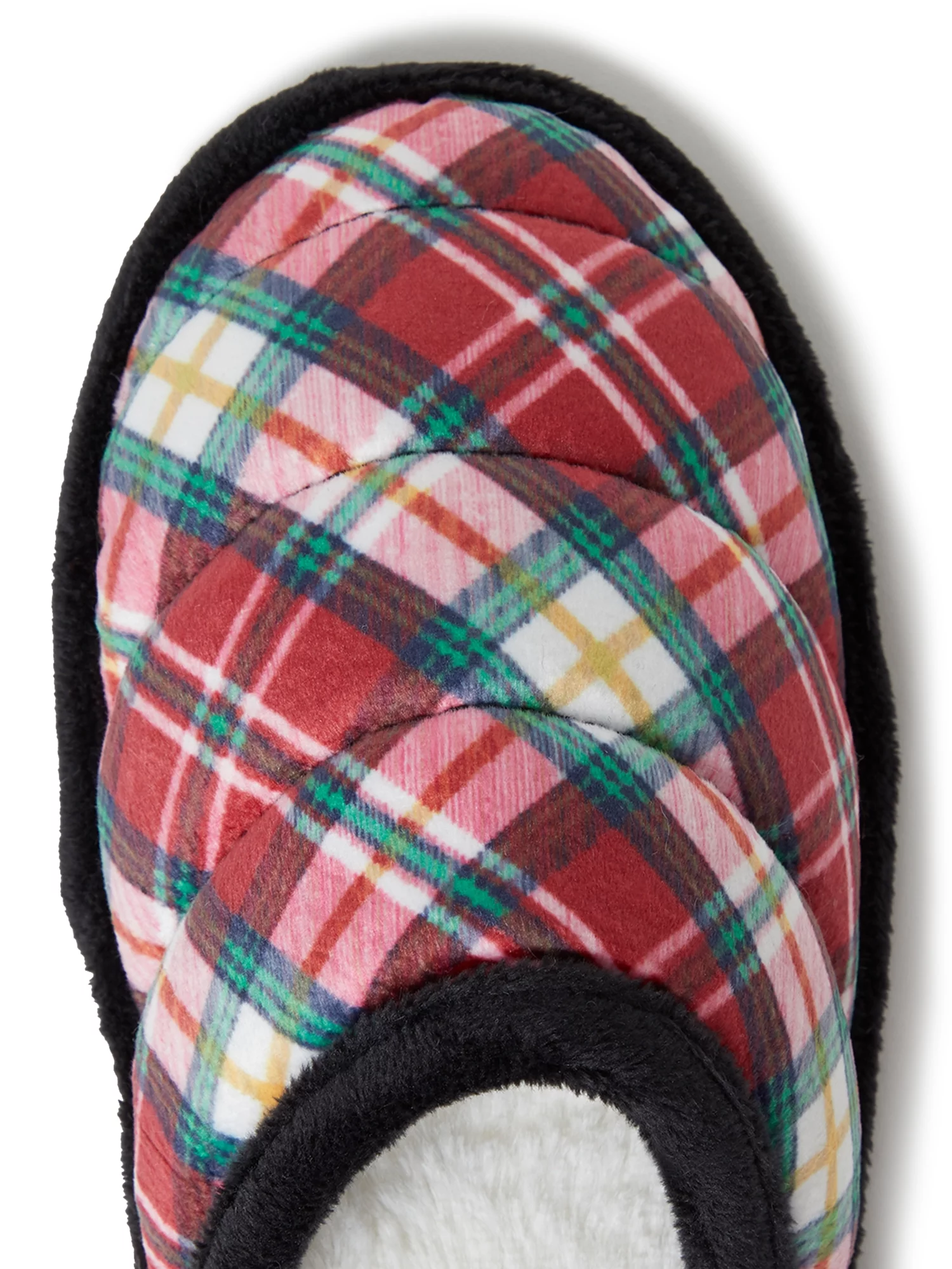 DF by Dearfoams Women's Christmas Plaid Scuff Slippers