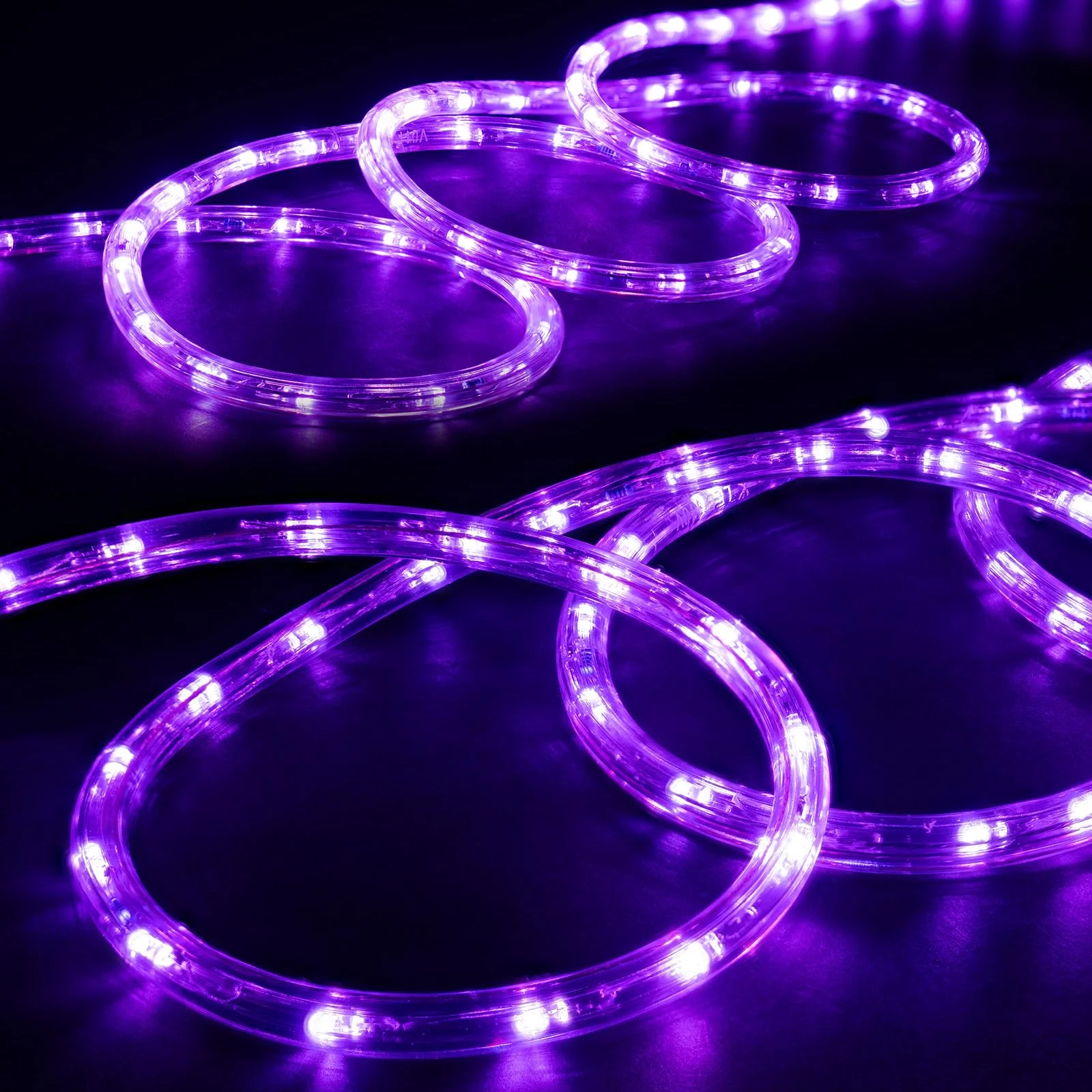 WYZworks 576LEDs 50ft LED Outside Rope Lights, Outdoor ETL Certified Waterproof Permanent 360 Degree Light Emitting, Flexible Tube, Connectable, Christmas Palm Tree Exterior Landscape, Purple