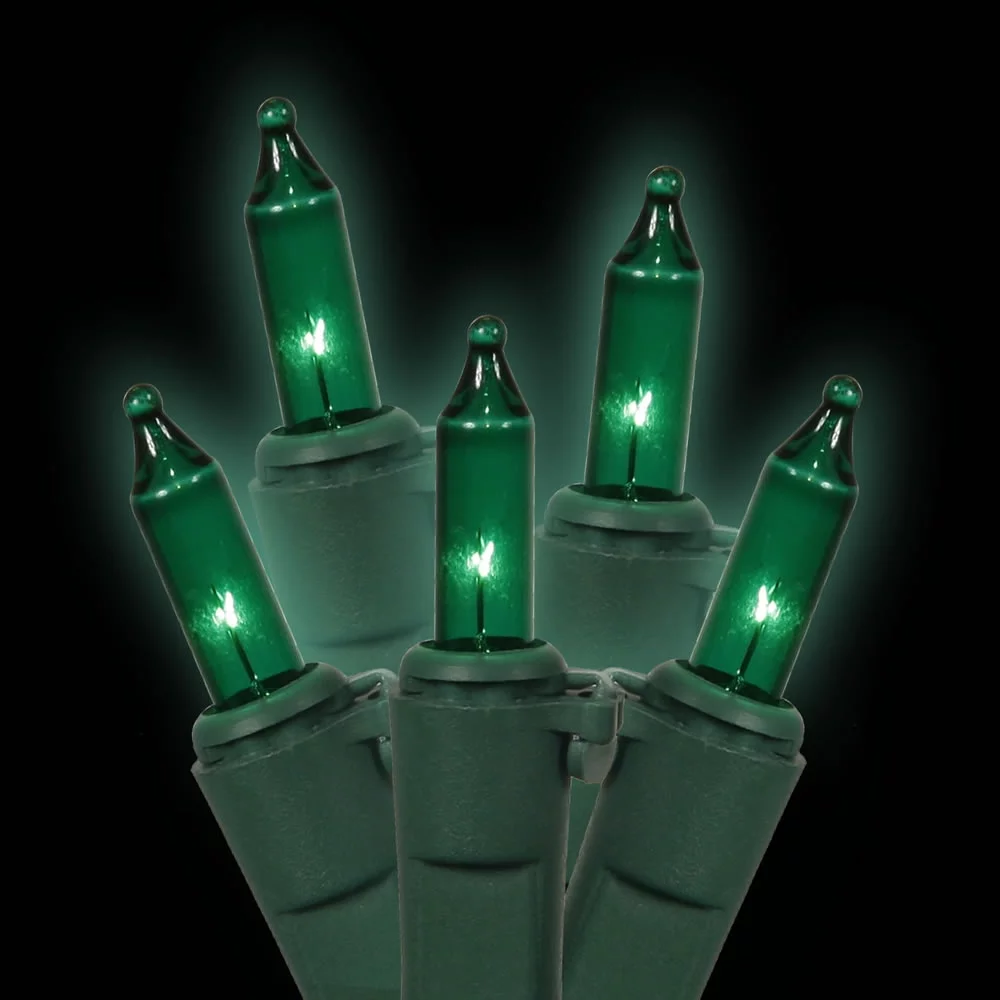 Vickerman 50 Green Mini-Light on Green Wire, 16' Christmas Light Strand
