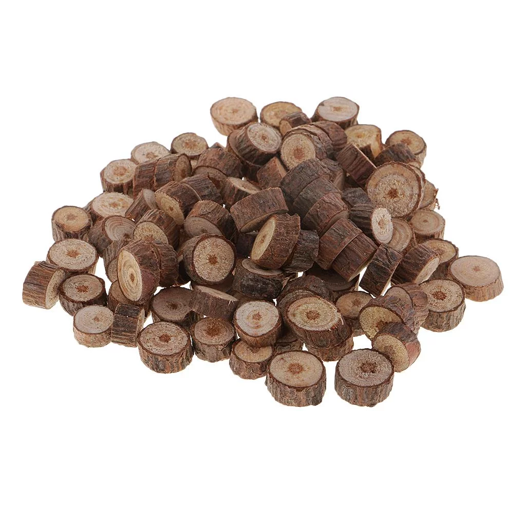 3x 100 Mini Natural Wood Slices, Wood Slabs, Rustic Tree Slice, Wood Branch Discs, for Country , Wedding Decoration, Christmas Ornament