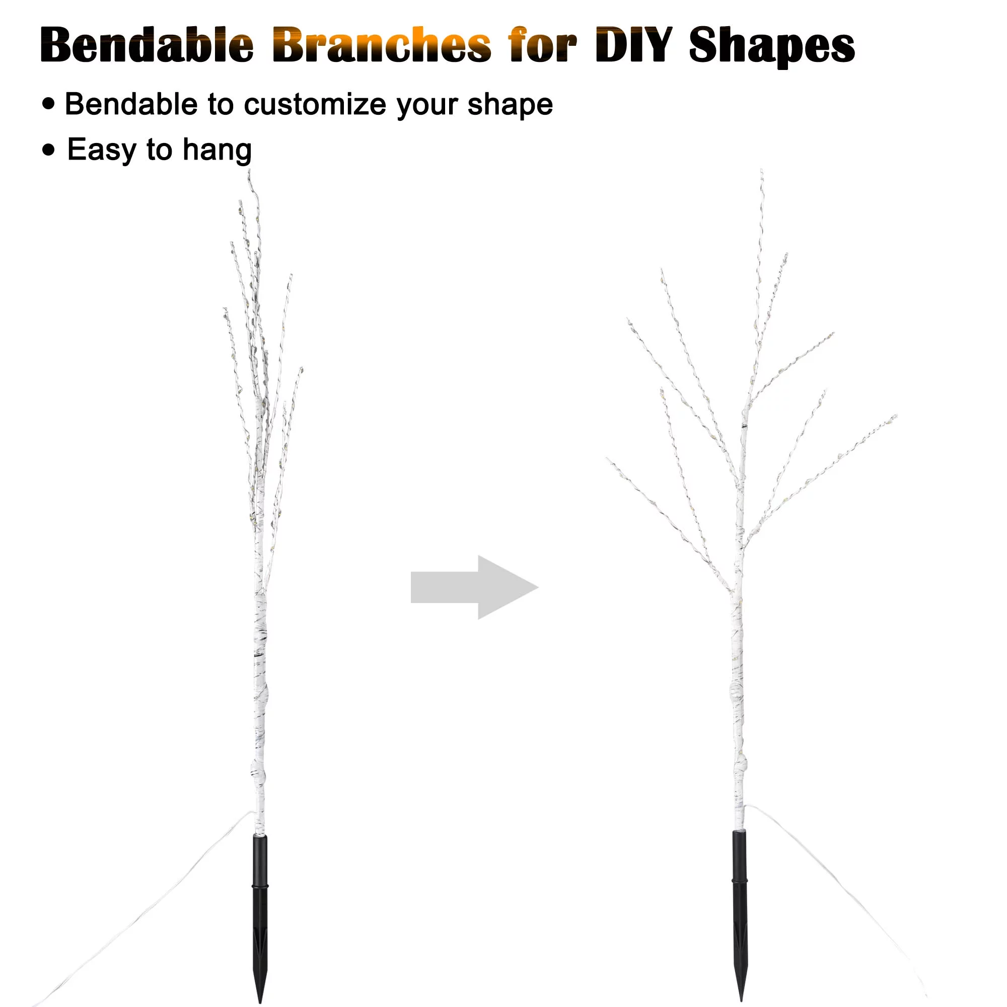 Yescom 3Pcs Lighted Birch Branches 33