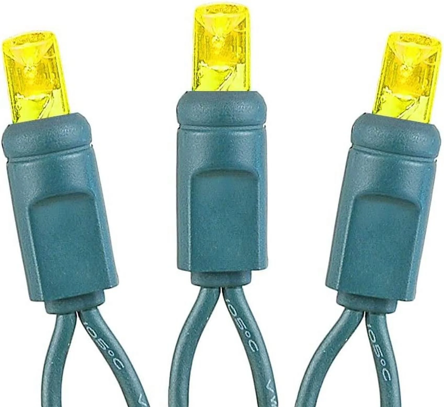 Novelty Lights 50 Light LED Christmas Mini Light Set, Outdoor Lighting Party Patio String Lights, Yellow, Green Wire, 25 Feet