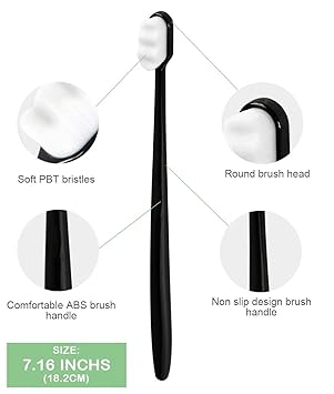 Extra Toothbrush for Sensitive Gums, Micro Fur Manual Toothbrush with 20000 Soft Floss Bristle for Pregnant Women, Elderly, Braces and Gum Recessions, Protect Fragile Gums (6 Pack)