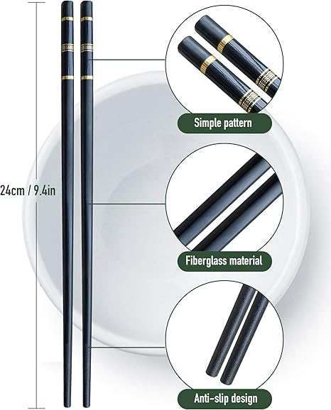 Glass Fiber Chopsticks-Reusable Japanese-style, Chinese-style and Korean-style Chopsticks, Dishwasher-safe, ï¼ˆ2 Pairs Gift Setï¼‰