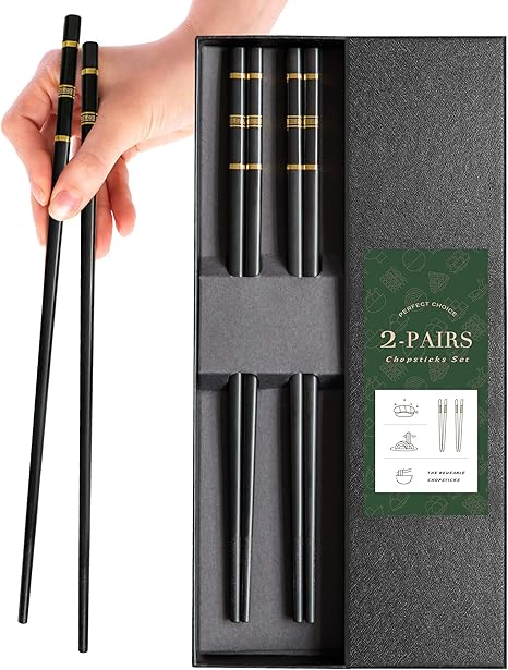 Glass Fiber Chopsticks-Reusable Japanese-style, Chinese-style and Korean-style Chopsticks, Dishwasher-safe, ï¼ˆ2 Pairs Gift Setï¼‰