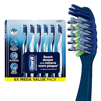 Pro Clean Cross Action Toothbrushes, Deep Plaque Removal, 6 Count