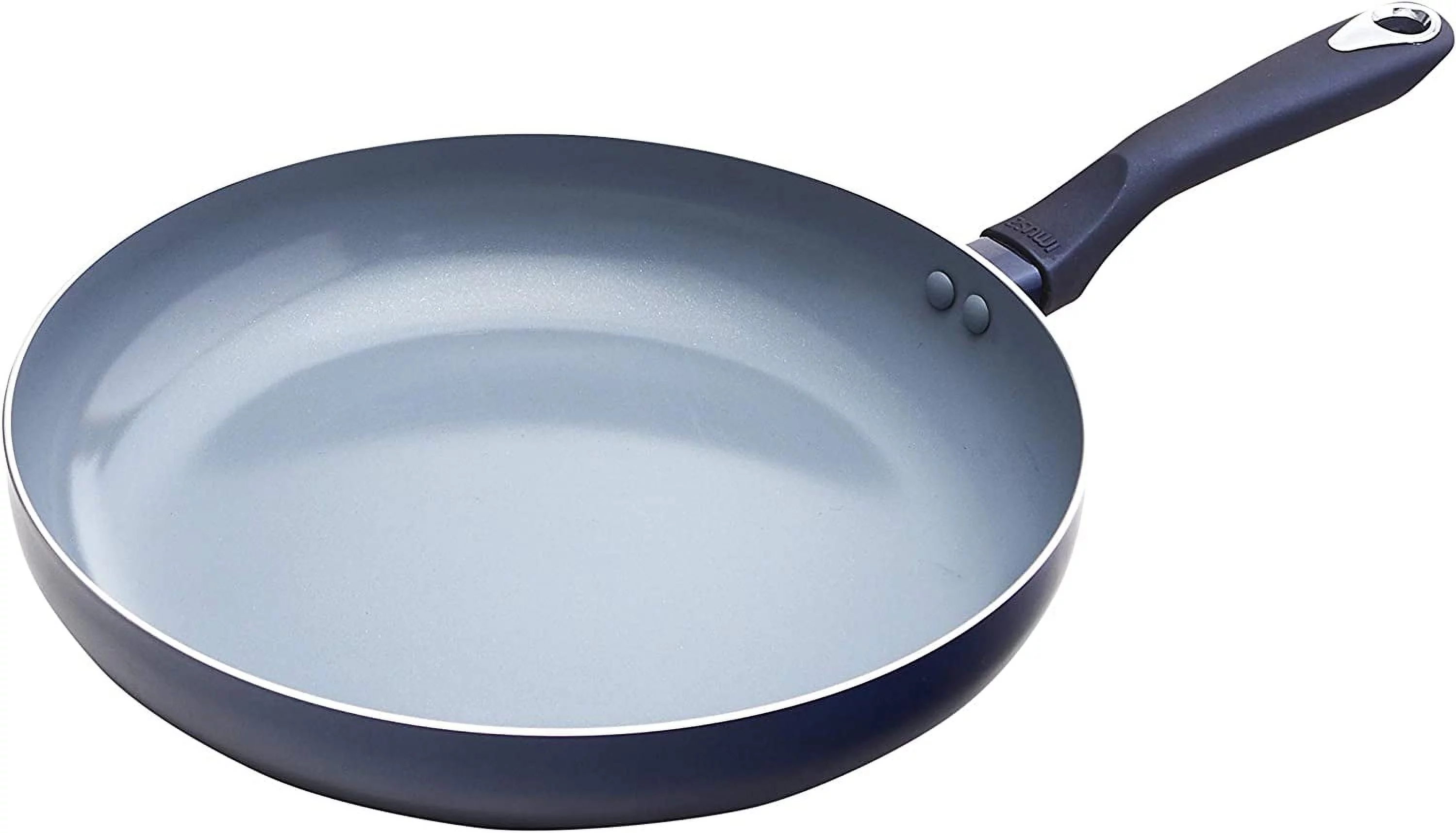 IMUSA USA Blue Ceramic Fry Pan with Soft Touch Handle, 12 Inch, 12