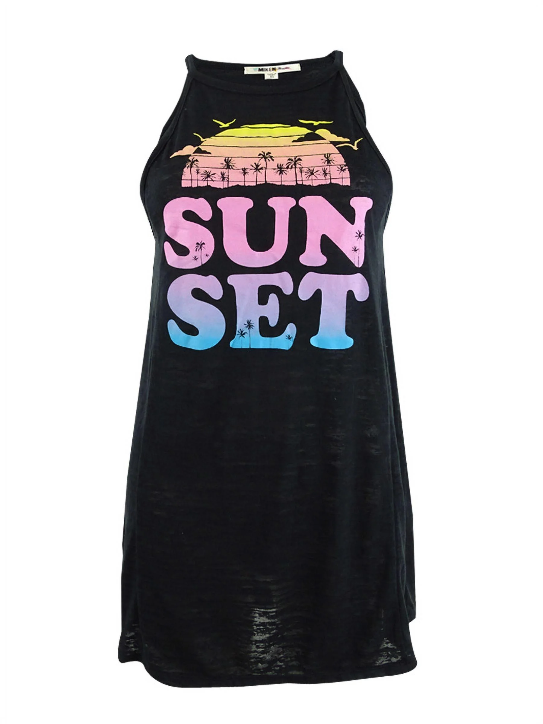 Miken Women's Sunset Graphic-Print Dress Swim Cover-Up (M, Black)