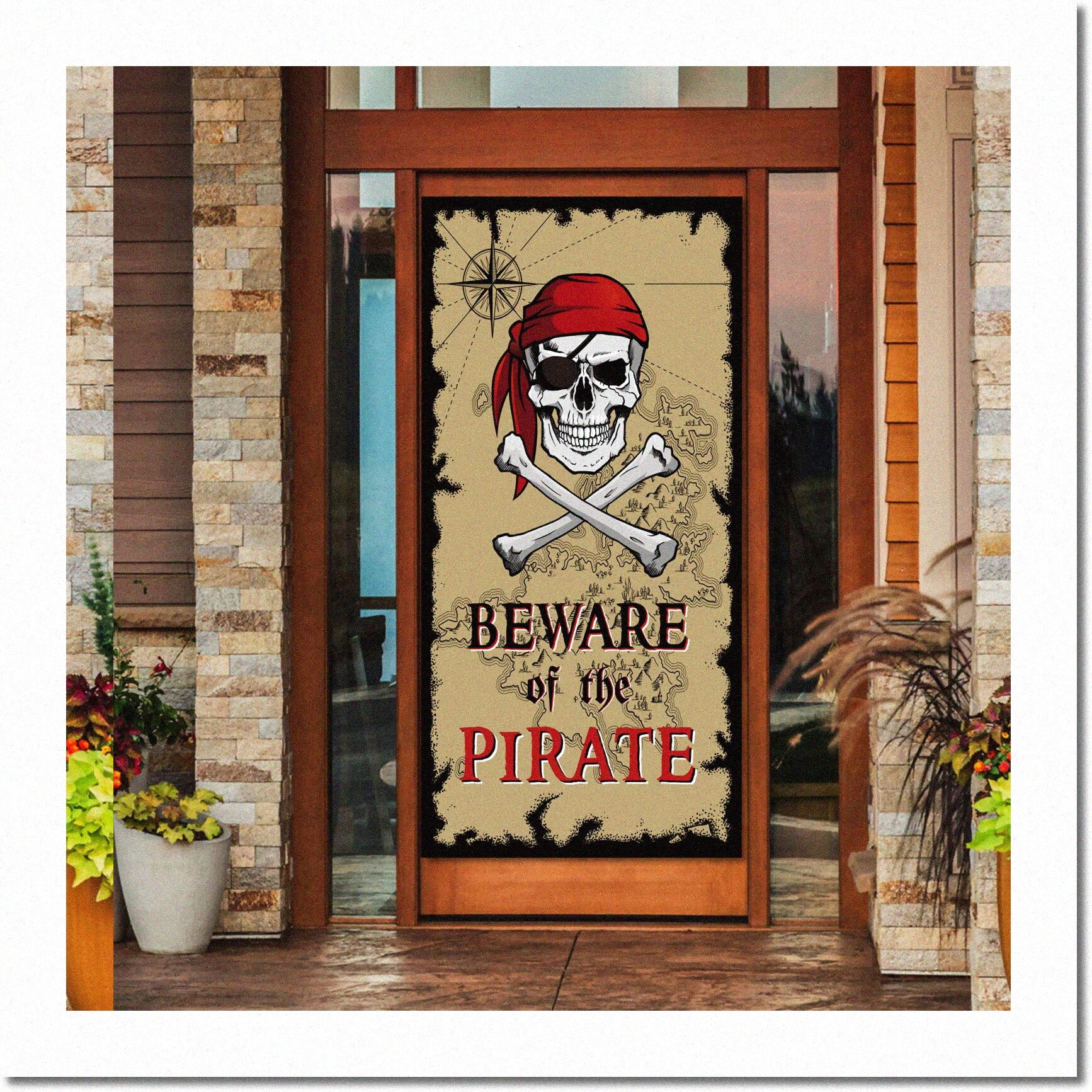 Pirate's Cove Door Banner - Party Decoration & Photo Booth Props for Pirate Themed Birthday Parties - Pirate Backdrop & Supplies Included