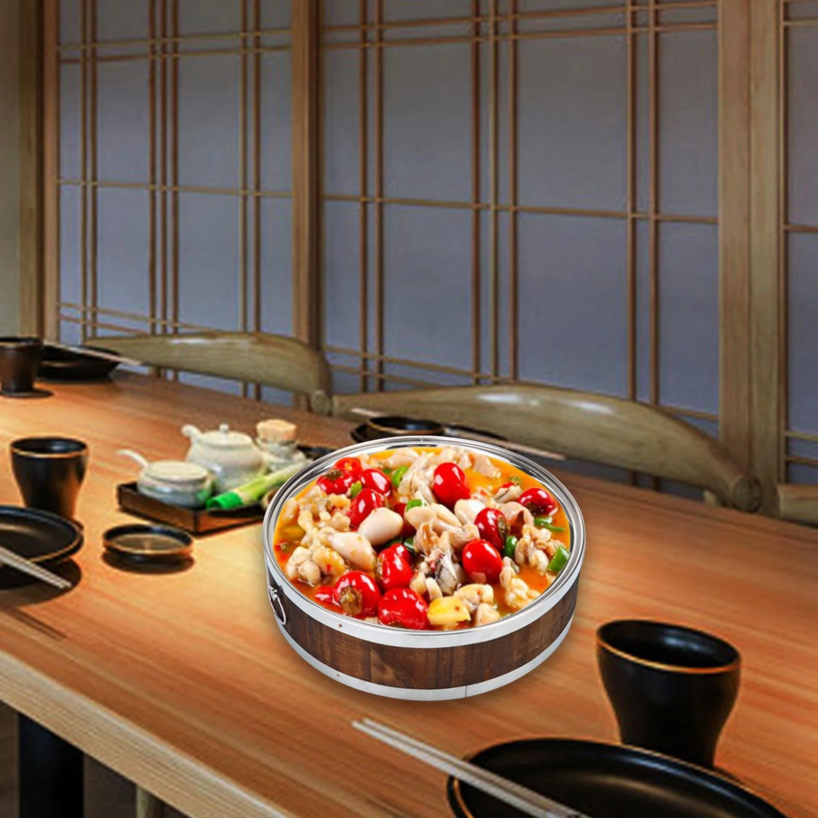 Tongina Oke Rice Tub Cooling Tray Multipurpose Easy to Clean Wooden Sushi Rice Bowl Rice Mixing Bowl for Appetizer Cooking Restaurant 28cm