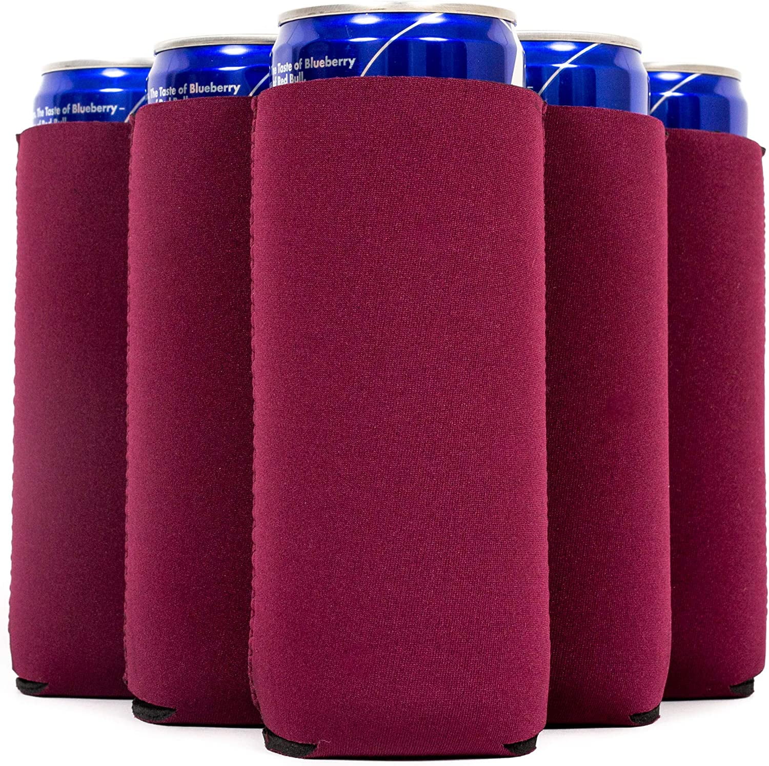 QualityPerfection Slim Can Cooler Sleeves (12 Pack) Insulated, Beer/Energy Drink Blank Skinny 12oz High Quality 4mm Neoprene Can Holders Beverage, Thermocoolers for Sublimation Vinyl, DTF(Burgundy) Burgundy 12 Pack