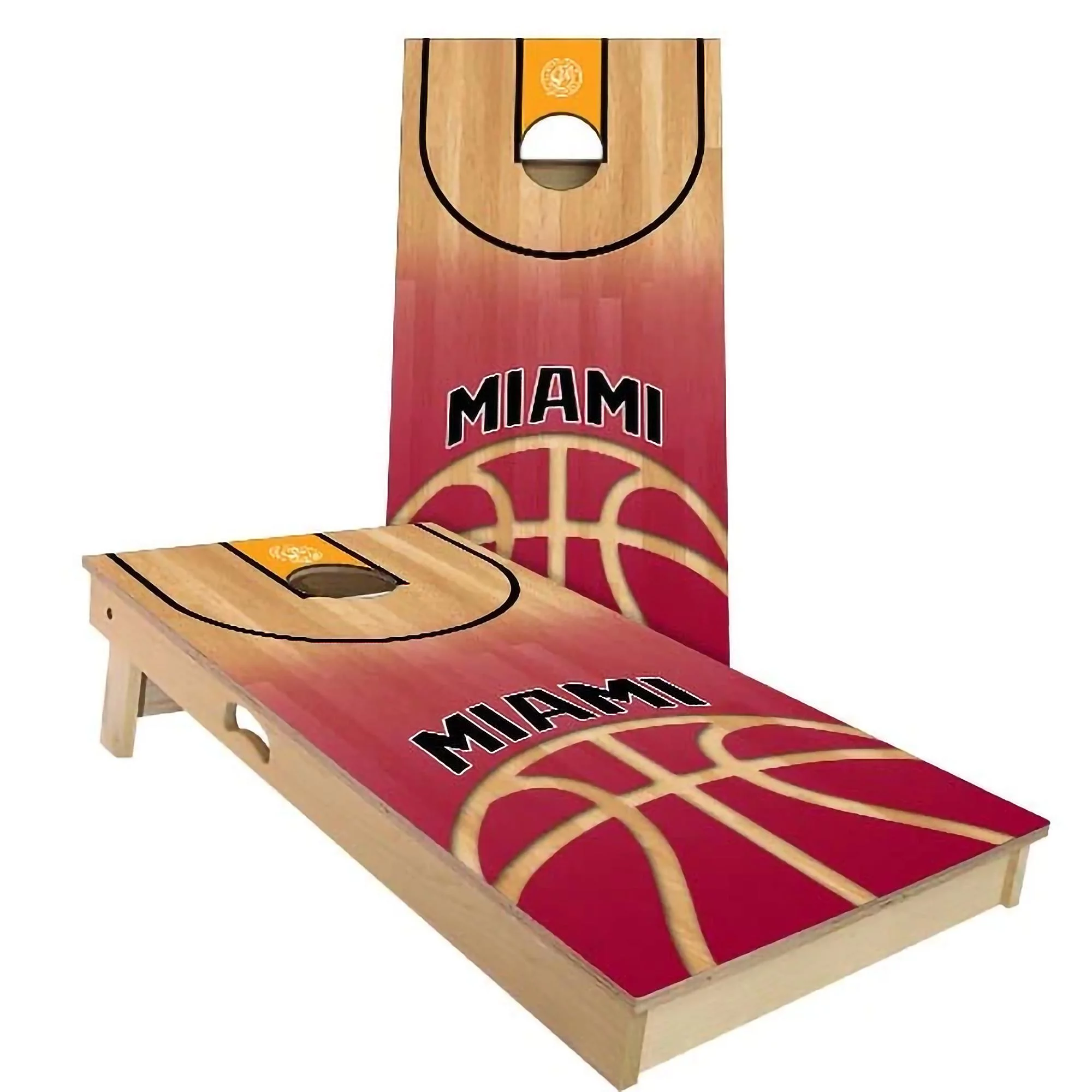 Skip’s Garage Miami Basketball Solid Wood Cornhole Board Set