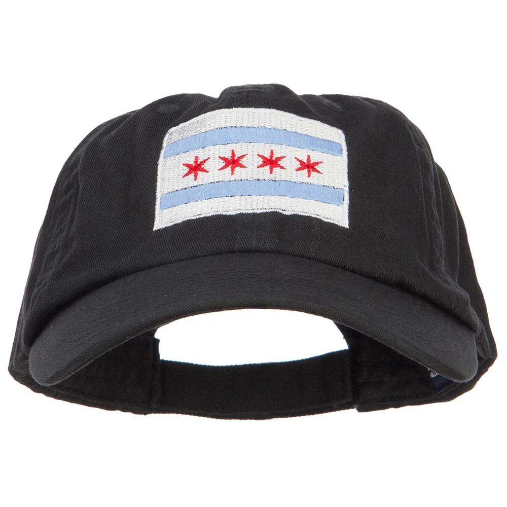 Chicago Flag Embroidered Low Cap - Black OSFM