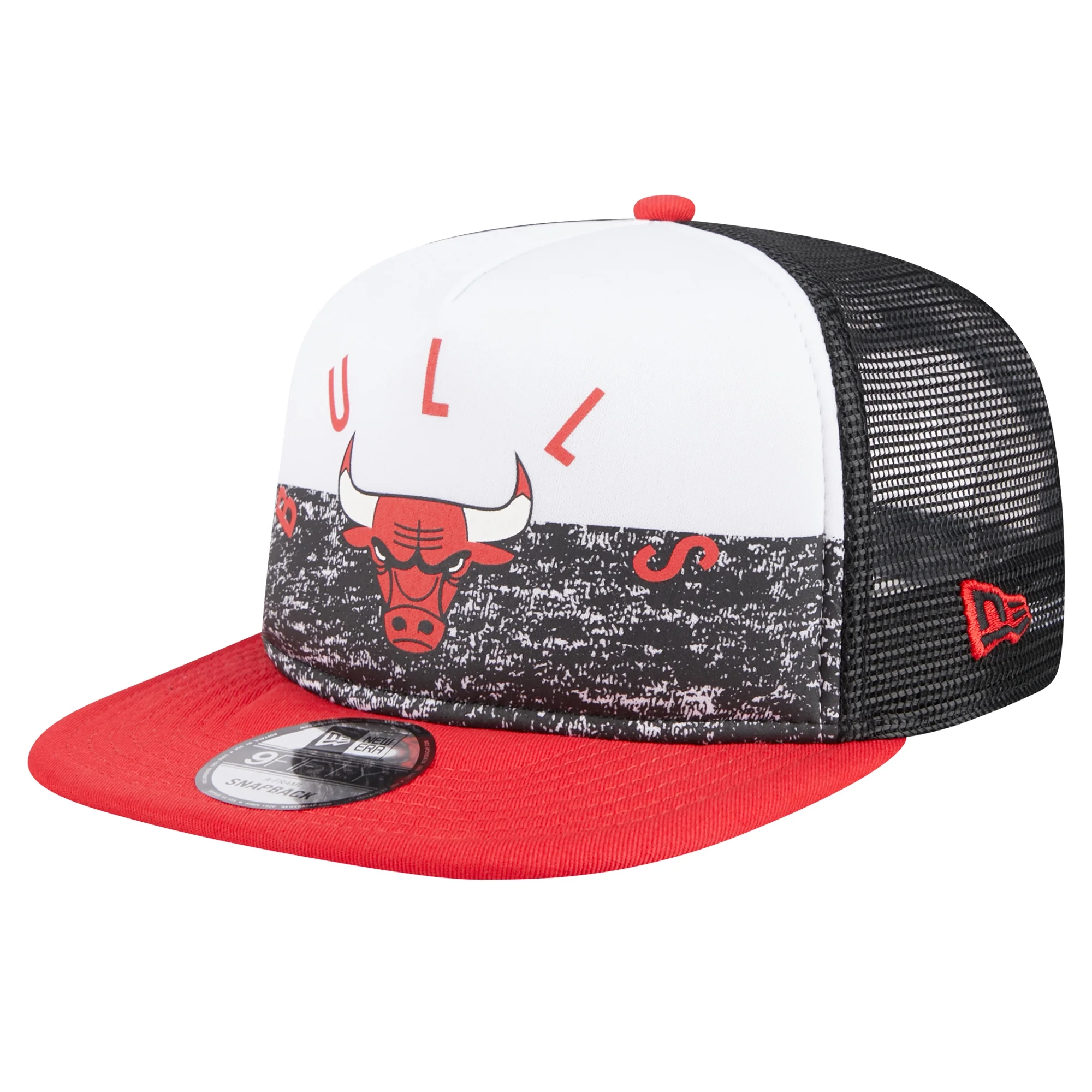 Men's New Era Black Chicago Bulls Arch A-Frame Trucker 9FIFTY Snapback-Hat - OSFA
