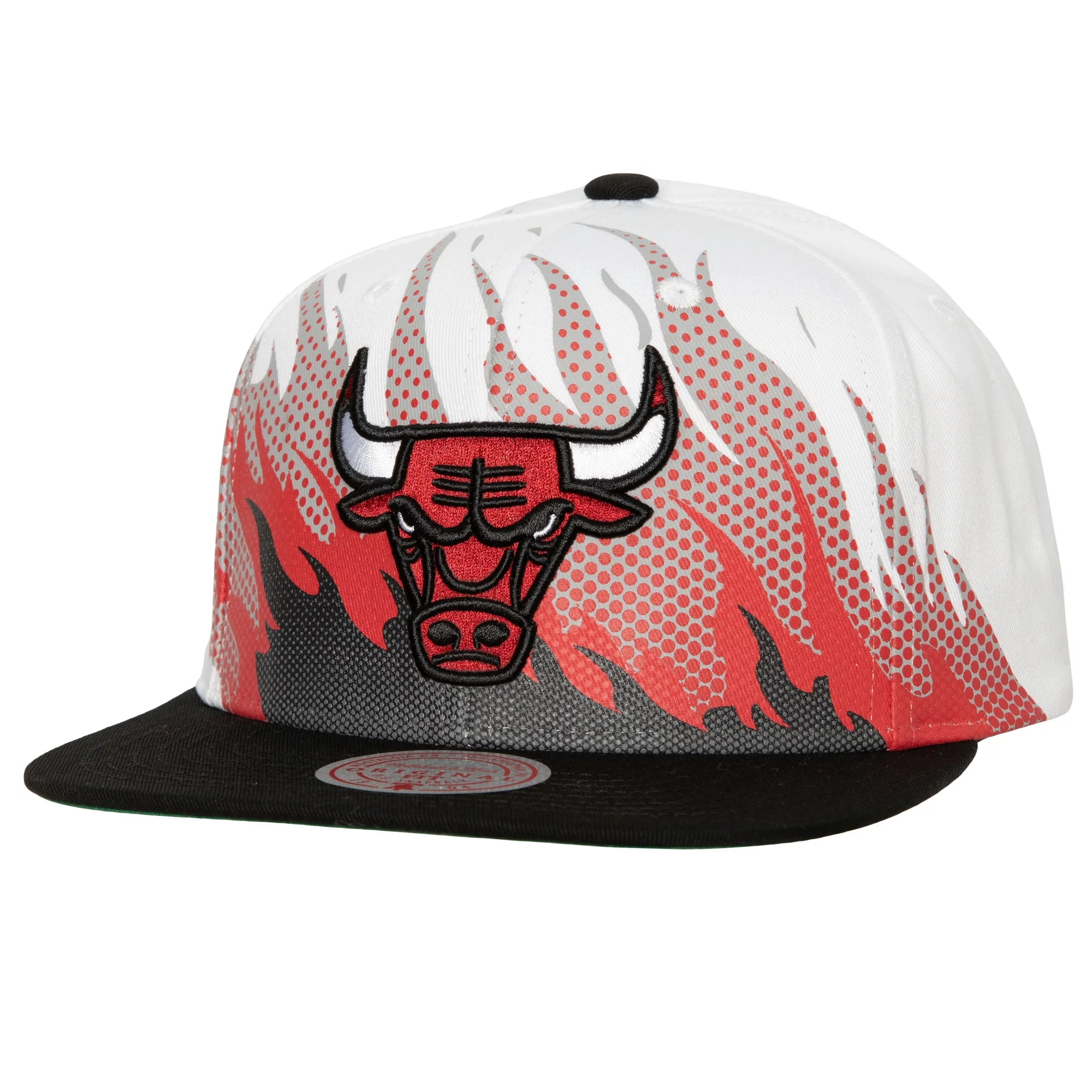 Men's Mitchell & Ness White Chicago Bulls Hot Fire Snapback Hat - OSFA