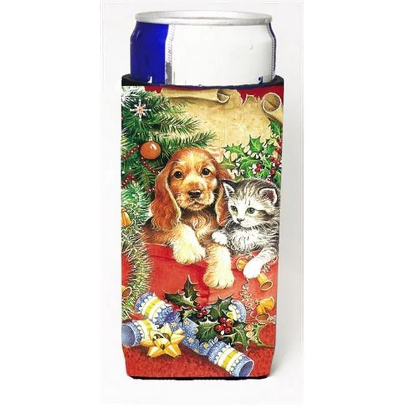 Carolines Treasures  Christmas Puppy & Kitten Michelob Ultra Can coolers for Slim Cans