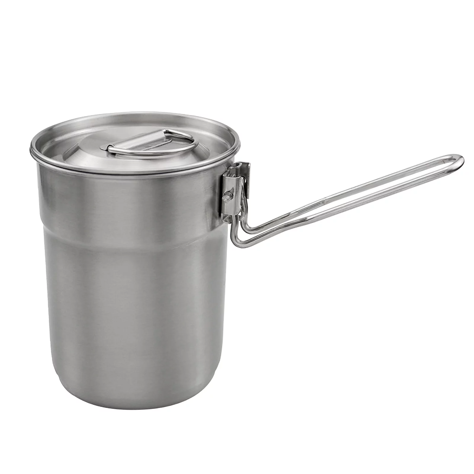 Maboto 1L Coffee Cup with Folding Handle   Ventilated Lid Stainless Steel Camping Kettle Lightweight Cook Pot for Backpa