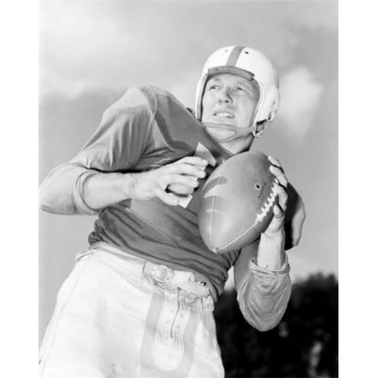 American Football Player Throwing Ball Poster Print - 18 x 24 in.