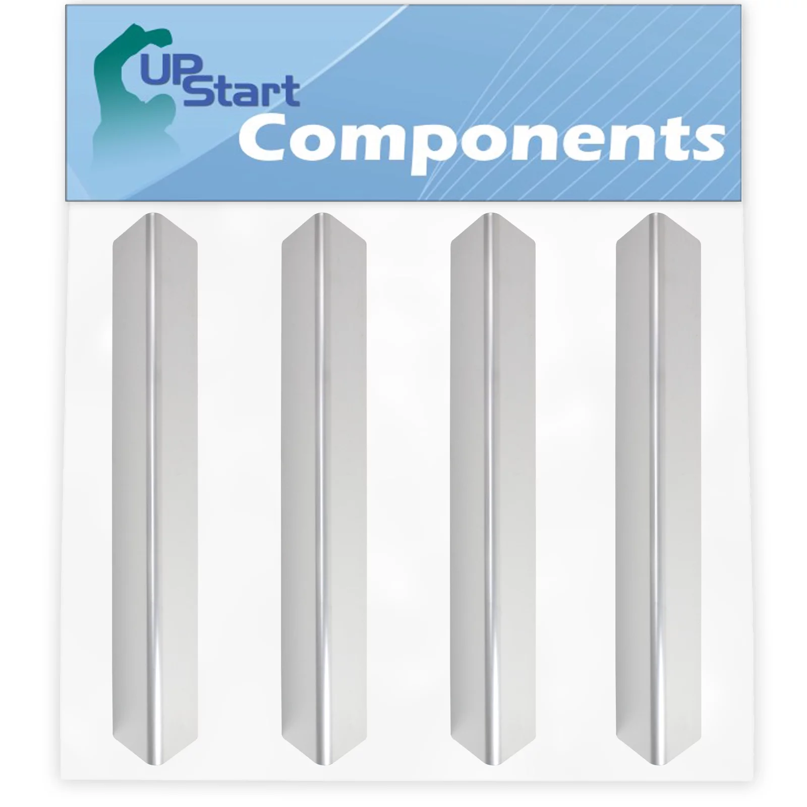 4-Pack BBQ Grill Heat Shield Plate Tent Replacement Parts for Weber 7636 - Compatible Barbeque Stainless Steel Flame Tamer, Guard, Deflector, Flavorizer Bar, Vaporizer Bar, Burner Cover 15 5/16