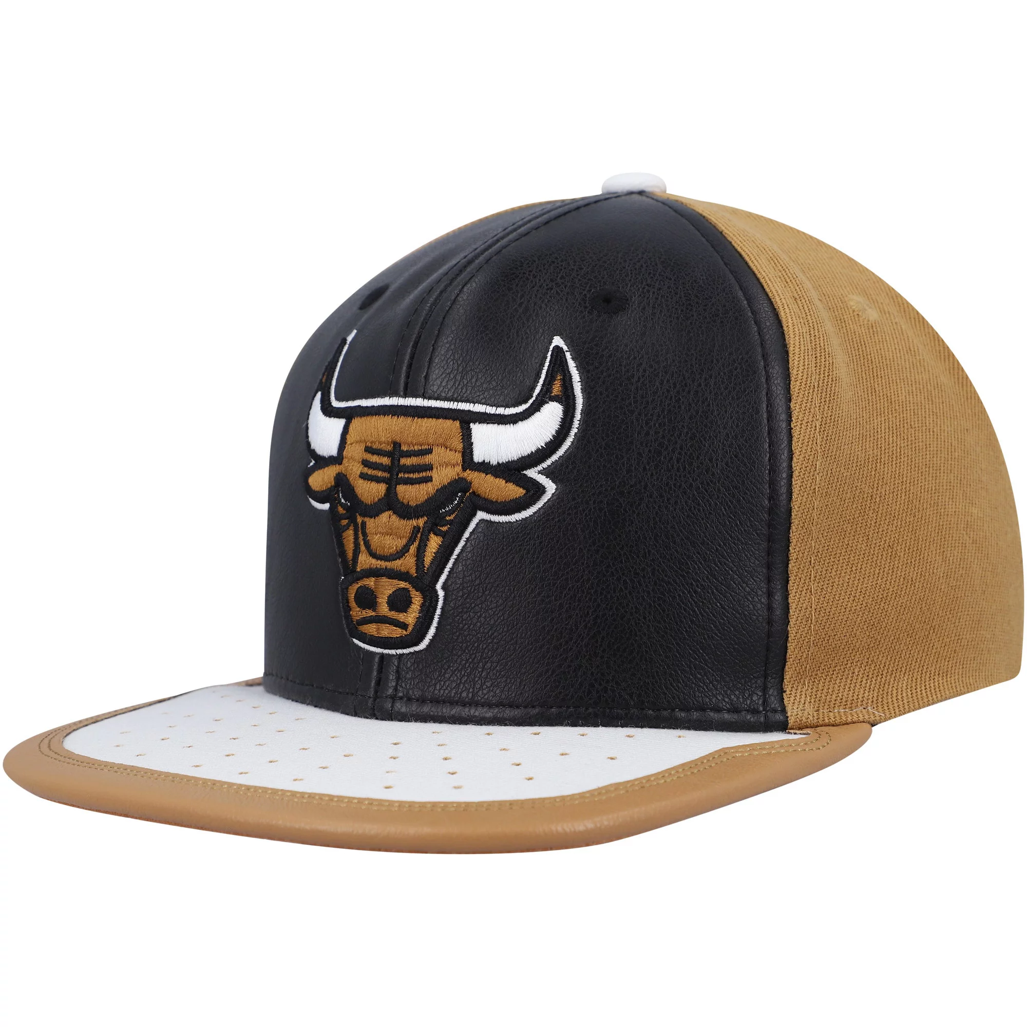 Men's Mitchell & Ness Black/Tan Chicago Bulls Day One Snapback Hat - OSFA